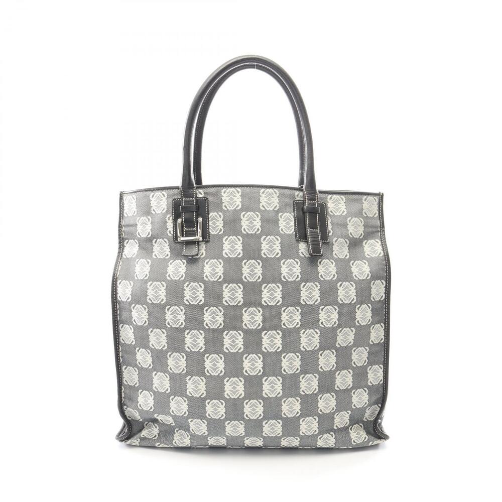 Loewe Anagram Tote Bag Canvas Leather Black Gray